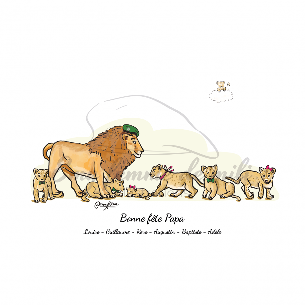 Poster personnalisable Papa Lion (numérique)
