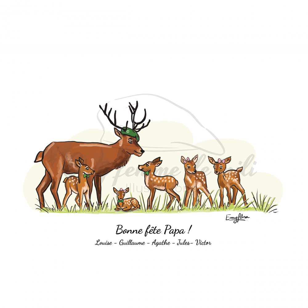 Poster personnalisable Papa Cerf
